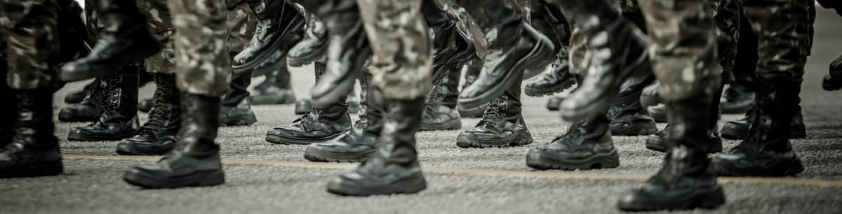 Armed Forces in parade, only showing their feet